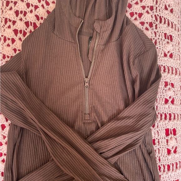 2 for 15 90 degree reflex brown hooded ribbed quarter zip - Picture 1 of 3